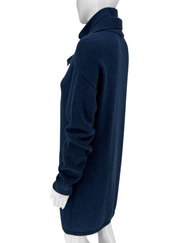Akris Navy Zip-Front Cashmere Knit Dress – Size US 8 / FR 40