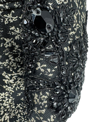 Pamella Roland Metallic Brocade Tuxedo Coat with Beaded Cuffs – Large