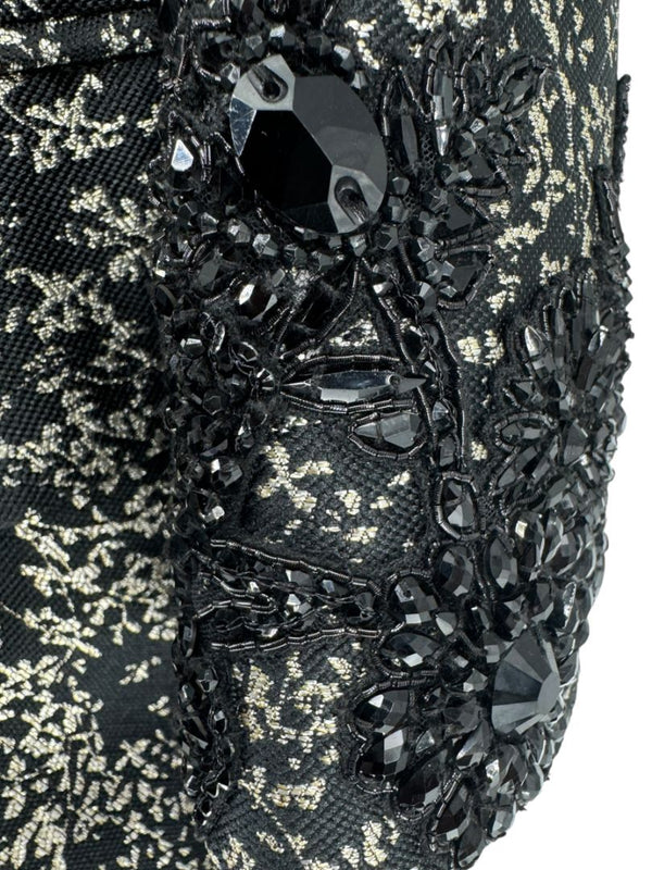 Pamella Roland Metallic Brocade Tuxedo Coat with Beaded Cuffs – Large