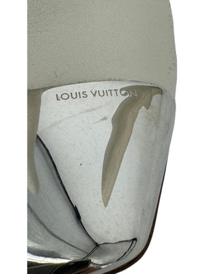 Louis Vuitton Ivory Leather Square-Toe Boots with Silver Cap – Size 39.5