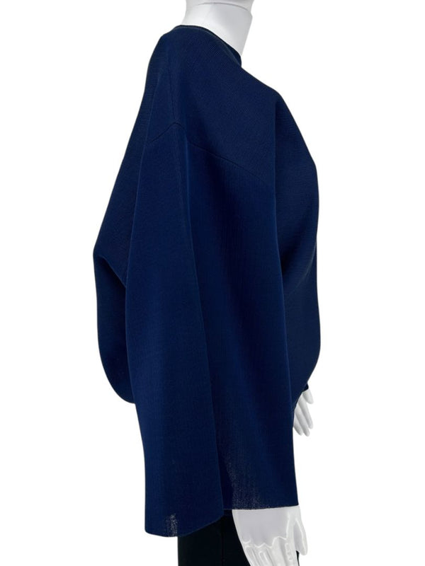 Givenchy Navy Draped Sleeve Silk-Blend Sweater – Size L
