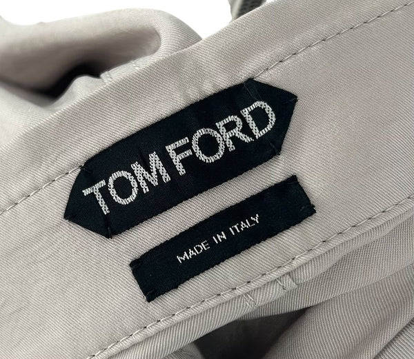 Tom Ford Taupe Acetate Silk-Zip Moto Cropped Pants – Size IT 42
