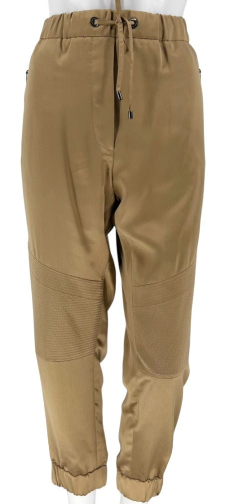 Brunello Cucinelli Tan Silk Moto Jogger Pants – Size IT 44 / US 8- NEW