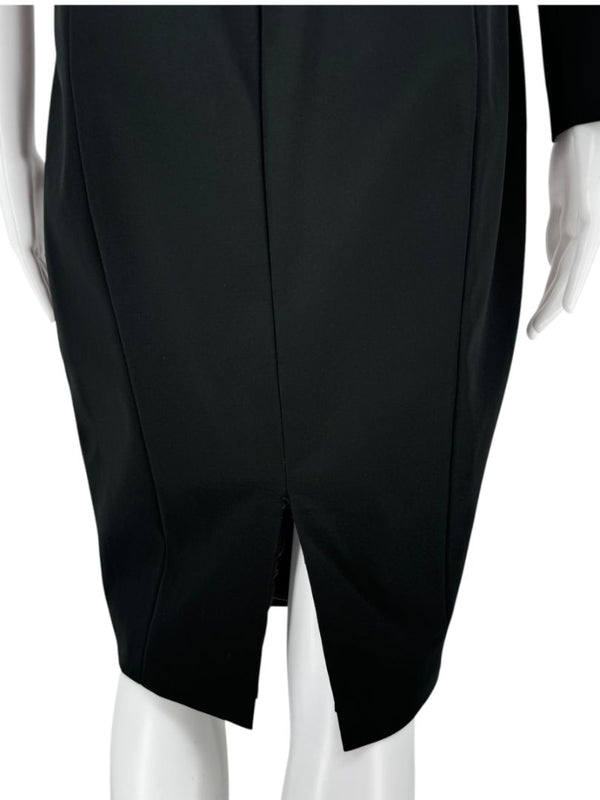 Pamella Roland Black Beaded One-Shoulder Cocktail Dress - Large