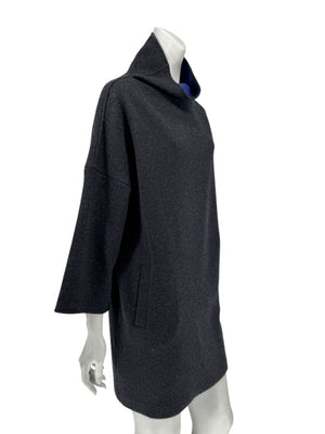 Loro Piana Charcoal Grey Reversible Wool-Cashmere Tunic Dress – Size S