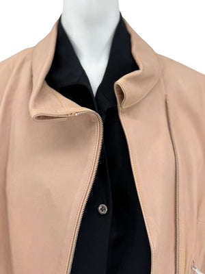 Piazza Sempione Blush Lamb Leather Moto Jacket – Size IT 46