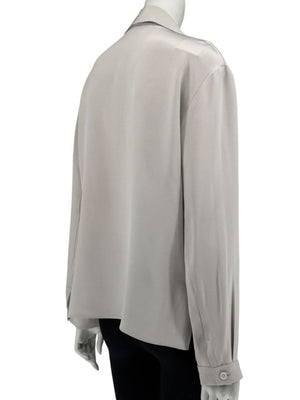 Peter Cohen Gray Silk Convertible Collar Blouse – Size L