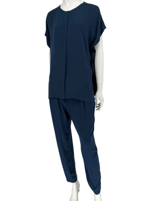 Loro Piana Blue Silk-Blend Lounge Set – Size 46