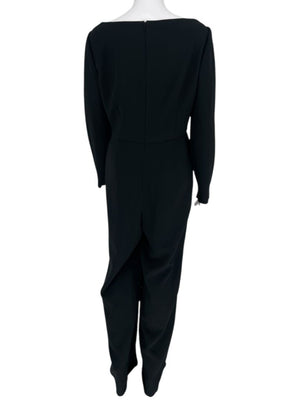 Pamella Roland Black Crepe Long Sleeve Jumpsuit – Size: Large