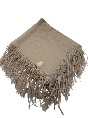 Brunello Cucinelli Beige Cashmere & Silk Fringed Scarf – 45" x 45"