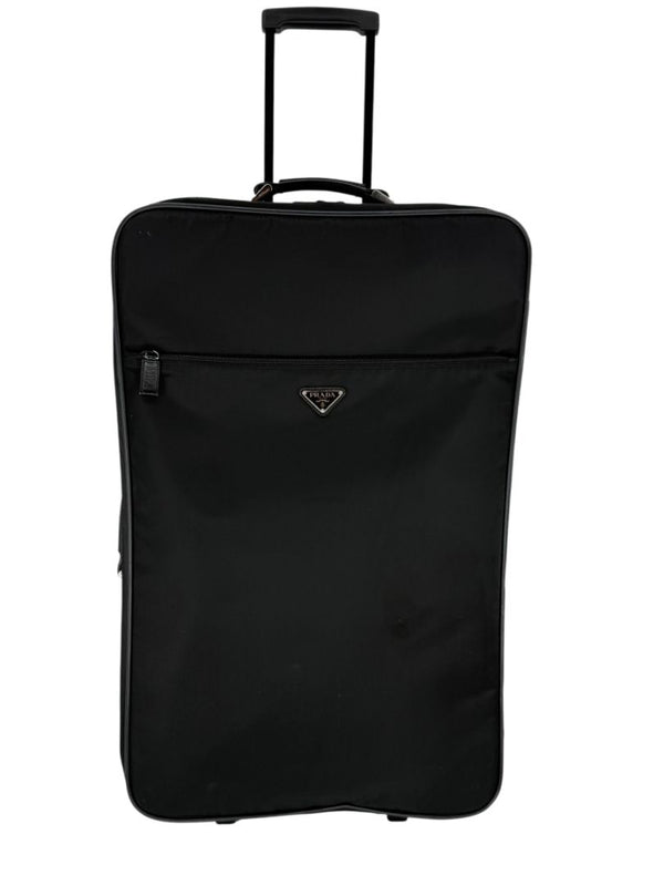 Prada Black Nylon Rolling Suitcase with Saffiano Leather Trim – 26.5" x 17.5" x 9.5"