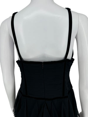 Pamella Roland Black Tiered Chiffon Gown – Size 8