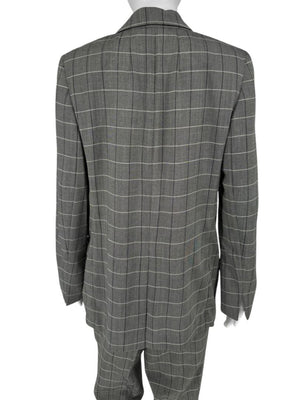 A-K-R-I-S Punto Grey Windowpane Wool Pantsuit – Jacket Size 8, Pants Size 10