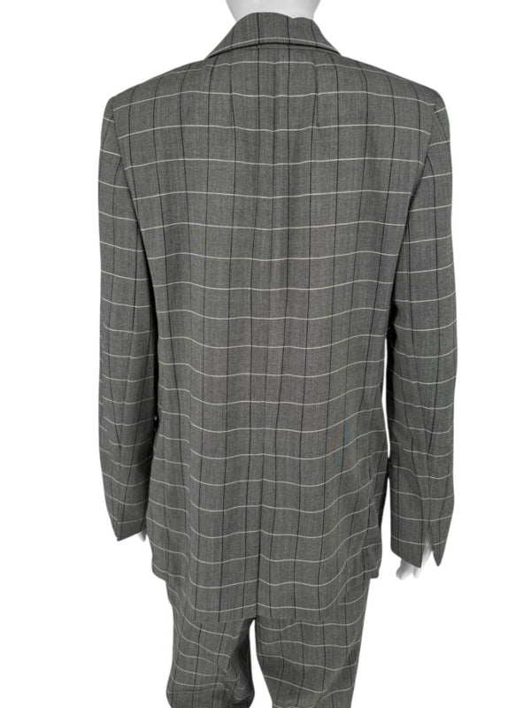 A-K-R-I-S Punto Grey Windowpane Wool Pantsuit – Jacket Size 8, Pants Size 10