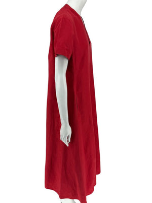 Lafayette 148 New York Red Linen-Blend Midi Dress – Size M