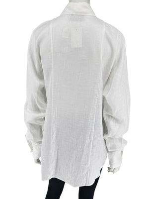 WOERA White Linen Button-Up Shirt – Size M