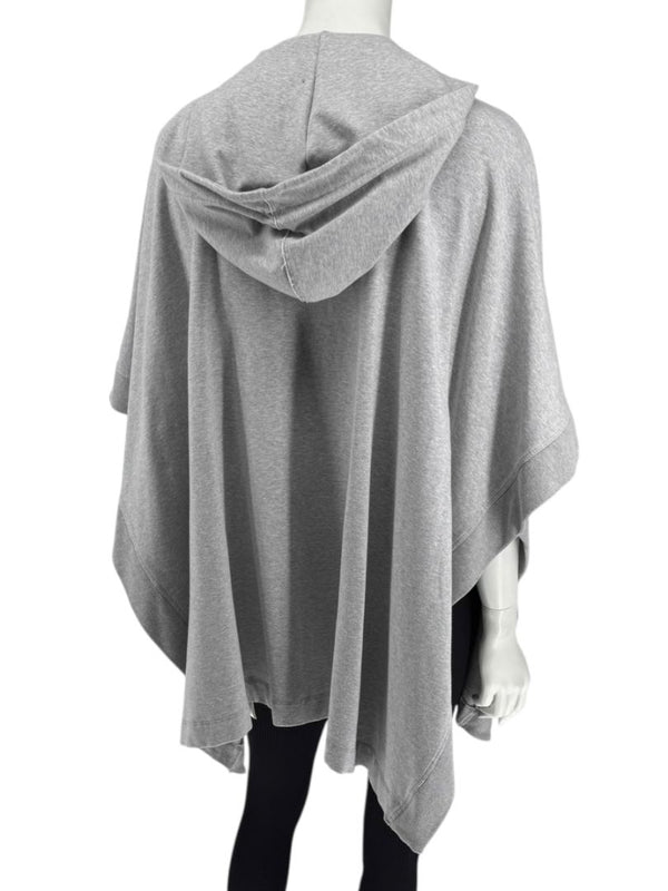 L’Agence Gray Viscose-Silk Hoodie Poncho – One Size