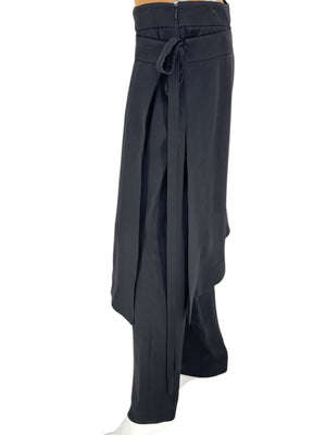 Oscar de la Renta Black Asymmetric Overlay Pants – Size 10- NWT