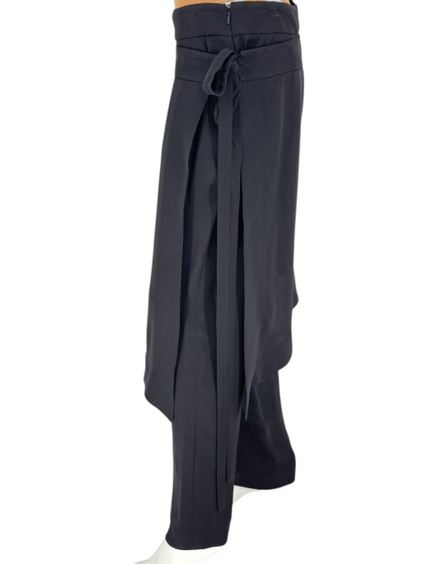 Oscar de la Renta Black Asymmetric Overlay Pants – Size 10- NWT
