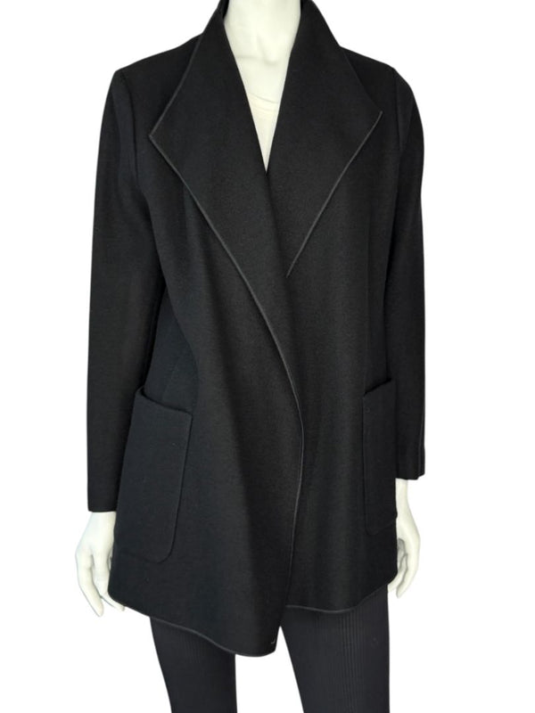Agnona Black 100% Cashmere Open-Front Coat – Size IT 46 / US 10- NEW