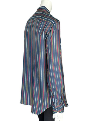 Loro Piana Navy Multicolor Stripe Silk Button-Up Shirt – Size IT 46
