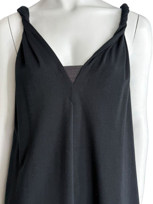 Brunello Cucinelli Black Twisted Strap Maxi Dress with Monili Detail – Size M