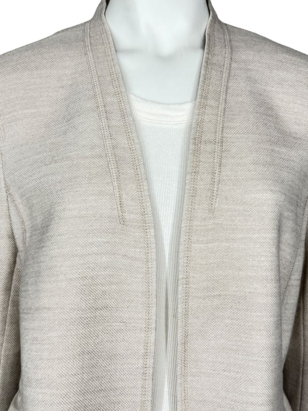 Akris Beige Open-Front Long Jacket – Size US 10