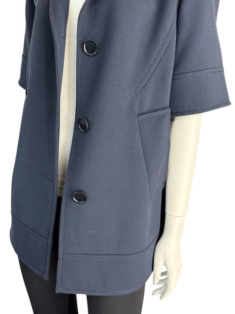 Akris Punto Navy Virgin Wool Short-Sleeve Coat – Size US 8