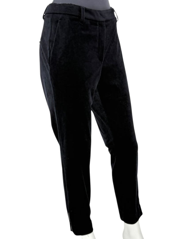 Brunello Cucinelli Black Velvet Side-Zip Ankle Pants - Size IT 46 / US 10