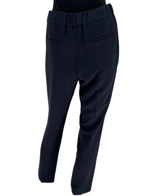 Brunello Cucinelli Navy Tapered Silk-Blend Pants – Size IT 44 (US 8)
