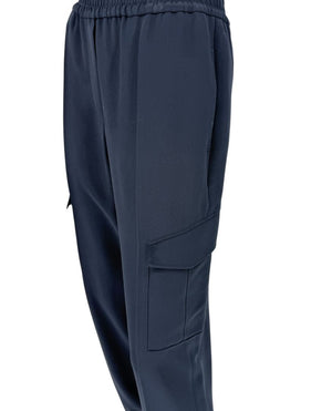 Brunello Cucinelli Navy Silk-Blend Cargo Jogger Pants – Size IT 44 (US 8)
