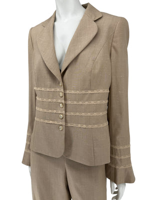 Escada Beige Wool-Silk Blend Two-Piece Suit – Size 42 (Blazer & Pants)
