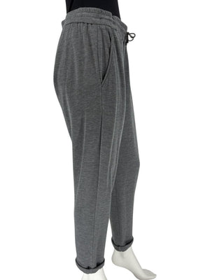 Brunello Cucinelli Grey Cotton-Silk Blend Knit Jogger Pants - Size L