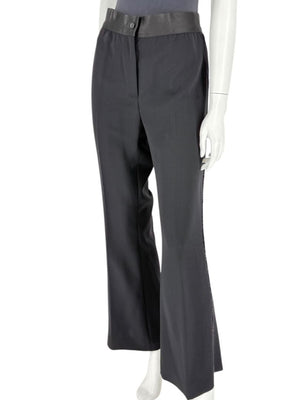 Akris Black Wool Blend Pants with Sequin Trim - Size US 10 (IT 46)