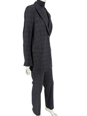 Akris Punto Grey Wool Suit with Purple Fleck Detailing – Size US 10