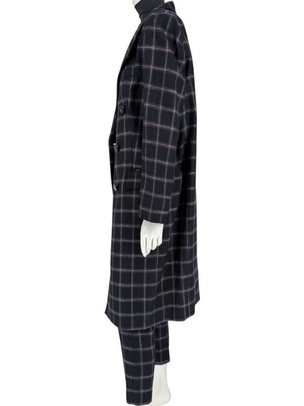 Pamella Roland Black & Gray Windowpane Plaid Pantsuit – Large