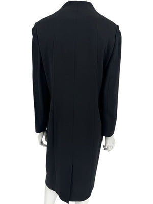 Pamella Roland Black Asymmetric Button-Front Dress - Large