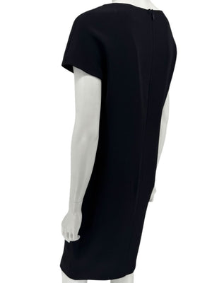 Pamella Roland Black Sequin Embellished Short Sleeve Cocktail Dress – Large