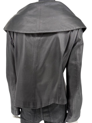 Armani Collezioni Black Leather Sculpted Jacket – Size 12