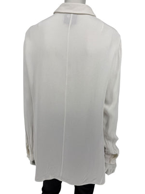 Akris Bergdorf Goodman White Textured Button-Front Blouse – Size 12