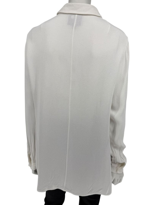 Akris Bergdorf Goodman White Textured Button-Front Blouse – Size 12