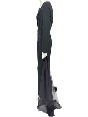 Pamella Roland Black Crepe Long Sleeve Jumpsuit – Size: Large