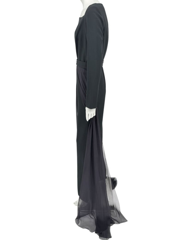 Pamella Roland Black Crepe Long Sleeve Jumpsuit – Size: Large