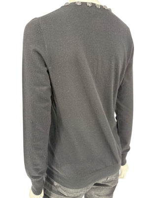 Burberry London Black Embellished Silk-Blend Sweater – Size L