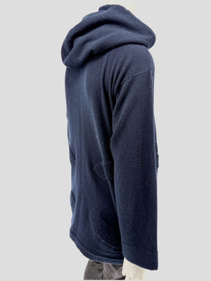 Chanel Navy Blue Cashmere Hoodie with Silver Hardware – Size 36