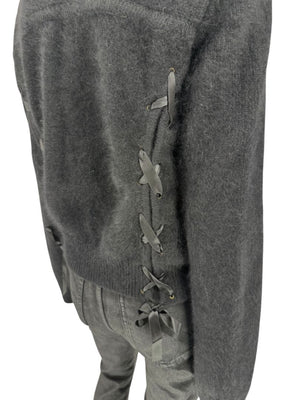 Christian Dior Black Angora-Wool Wrap Sweater – Size 44 (FR) / 12 (US)