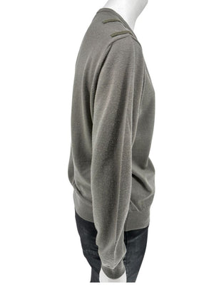 Burberry London Sage Green Merino Wool Military Sweater – Mens Size S