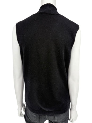 Linda Allard Ellen Tracy Black Wool Sleeveless Wrap Vest – Size L