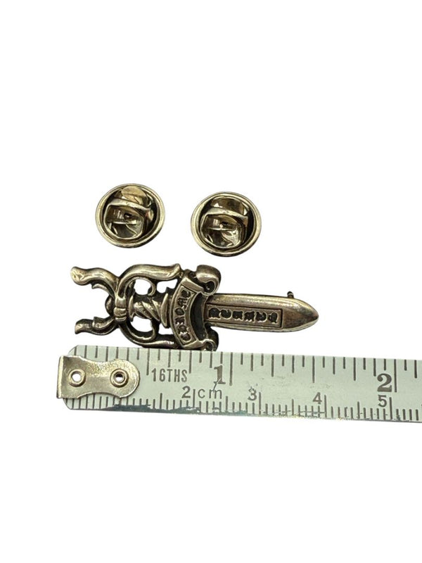 Chrome Hearts Dagger Pin – Sterling Silver – 1.6” x 0.6”