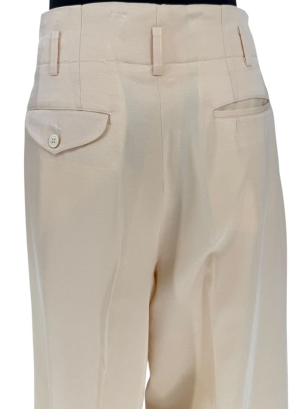 Comme des Garçons Beige Silk-Wool Wide-Leg Trousers – Size L